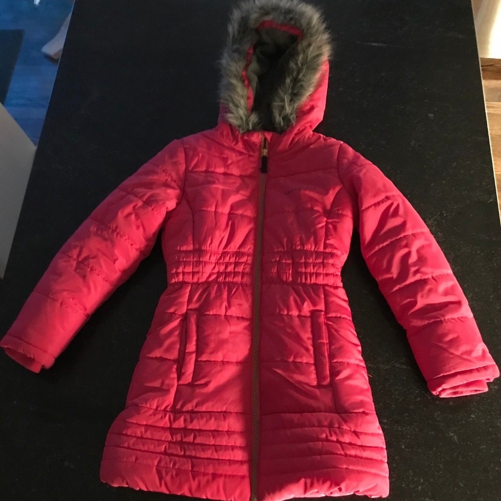 CALVIN KLEIN girl's winter coat, size S/P 7 -Pink
